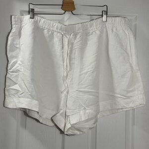 H&M White Linen Blend Shorts NWT XXL Coastal Summer Drawstring